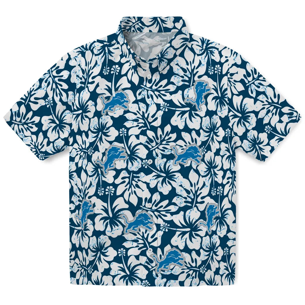 Detroit Lions Hawaiian Shirt - Hibiscus Motif | Hula Hawaiian Shirts