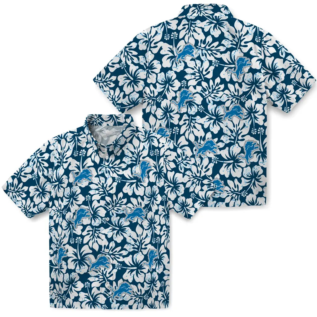 Detroit Lions Hawaiian Shirt - Hibiscus Motif | Hula Hawaiian Shirts