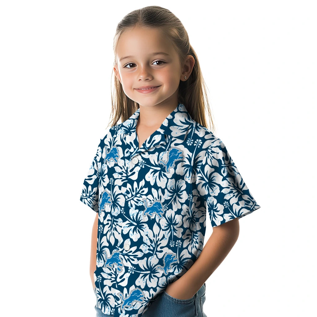 Detroit Lions Hawaiian Shirt - Hibiscus Motif | Hula Hawaiian Shirts