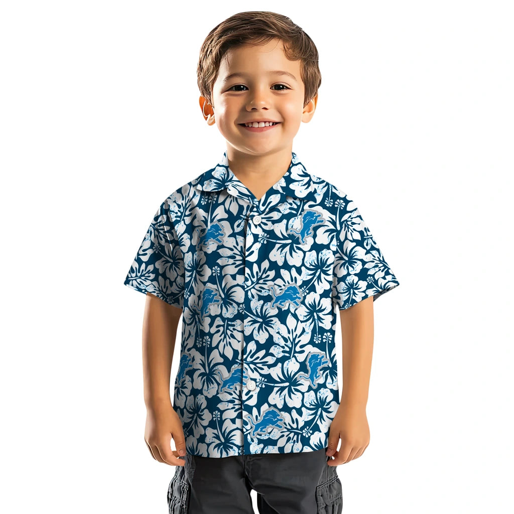 Detroit Lions Hawaiian Shirt - Hibiscus Motif | Hula Hawaiian Shirts