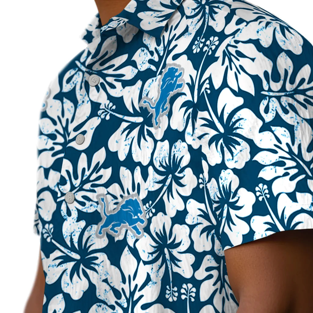 Detroit Lions Hawaiian Shirt - Hibiscus Motif | Hula Hawaiian Shirts