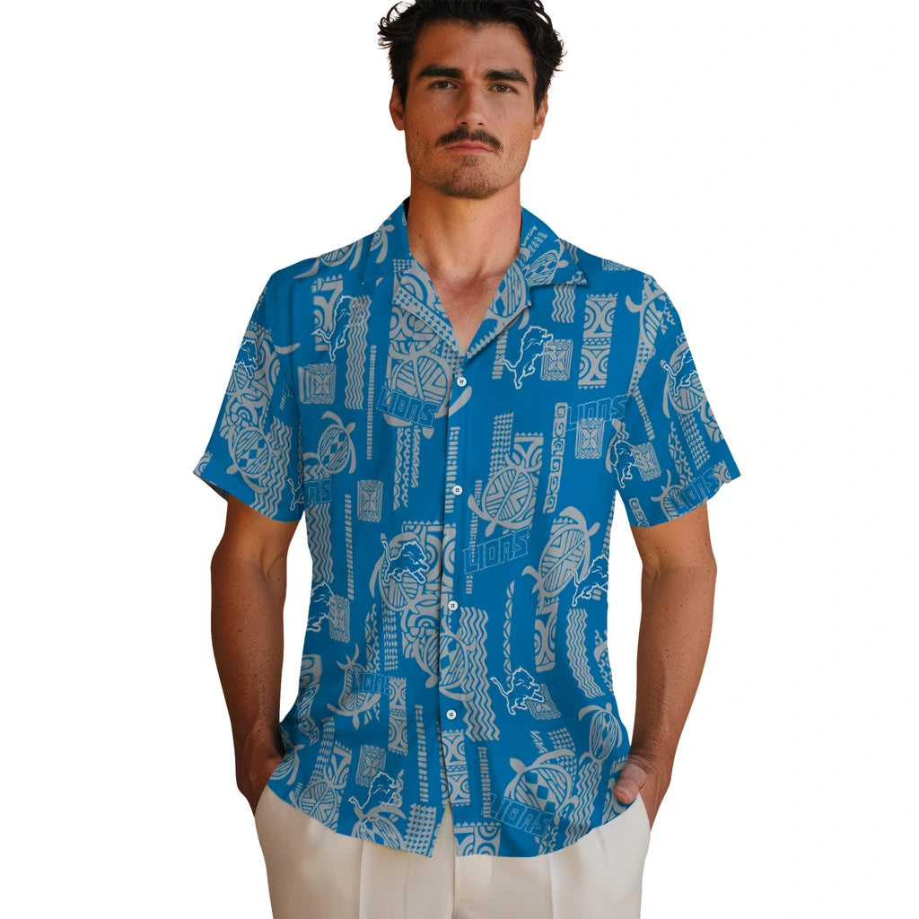 Detroit Lions Hawaiian Shirt - Turtle Lines | Hula Hawaiian Shirts