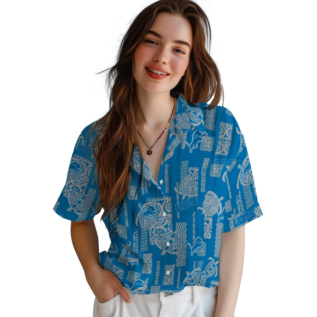 Detroit Lions Hawaiian Shirt - Turtle Lines | Hula Hawaiian Shirts