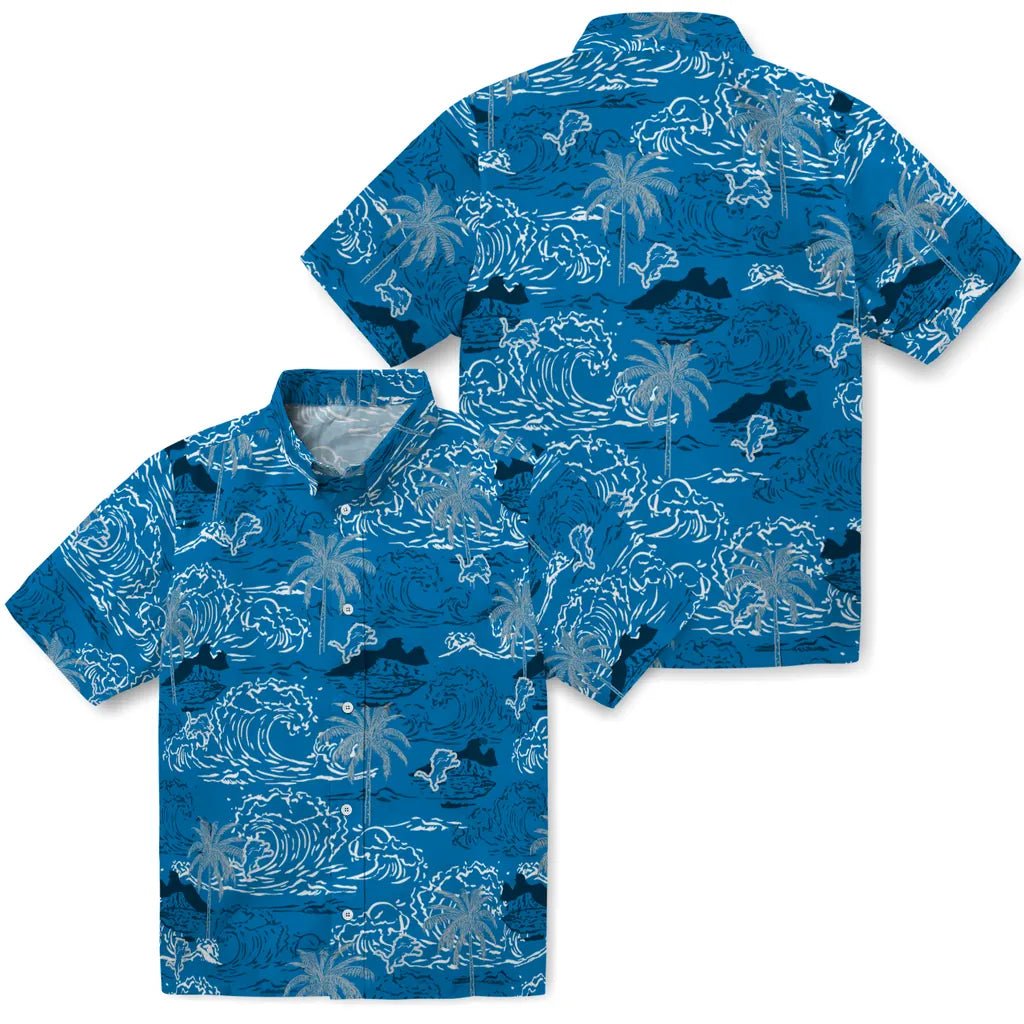 Detroit Lions Hawaiian Shirt - Wave Palm | Hula Hawaiian Shirts