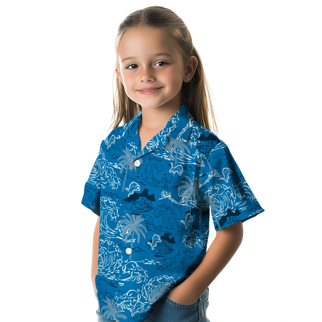 Detroit Lions Hawaiian Shirt - Wave Palm | Hula Hawaiian Shirts