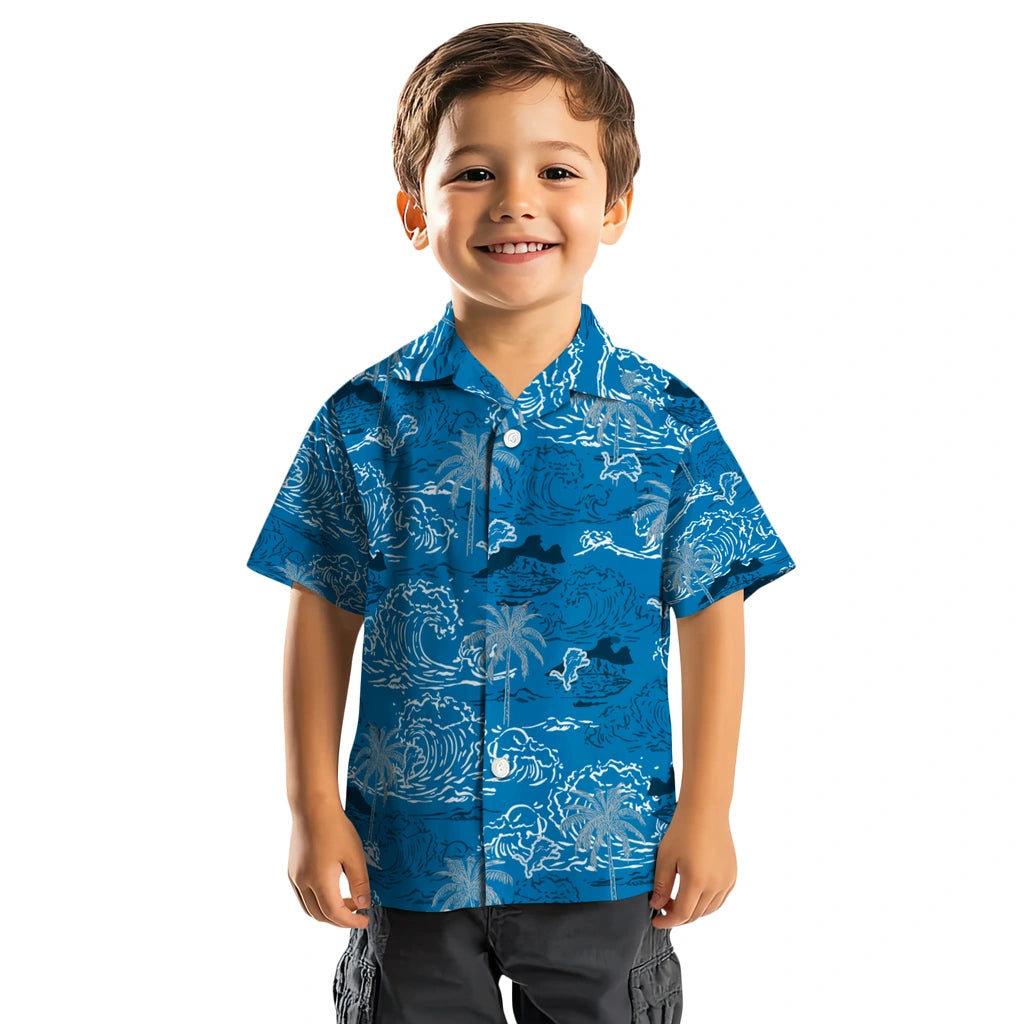 Detroit Lions Hawaiian Shirt - Wave Palm | Hula Hawaiian Shirts
