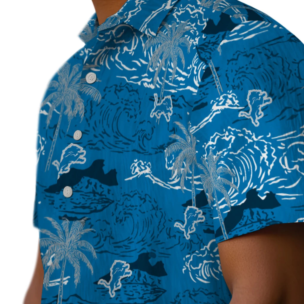 Detroit Lions Hawaiian Shirt - Wave Palm | Hula Hawaiian Shirts