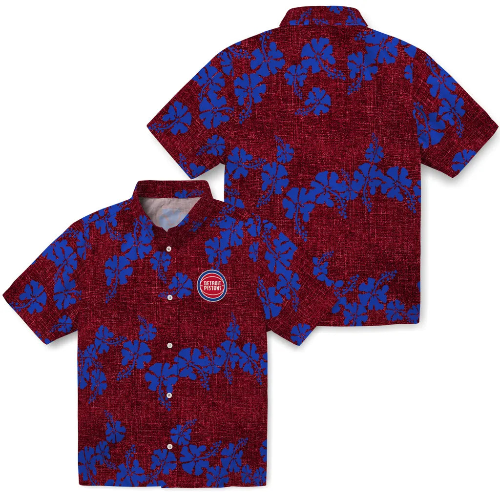 Detroit Pistons Hawaiian Shirt - 50th State Flower | Hula Hawaiian Shirts