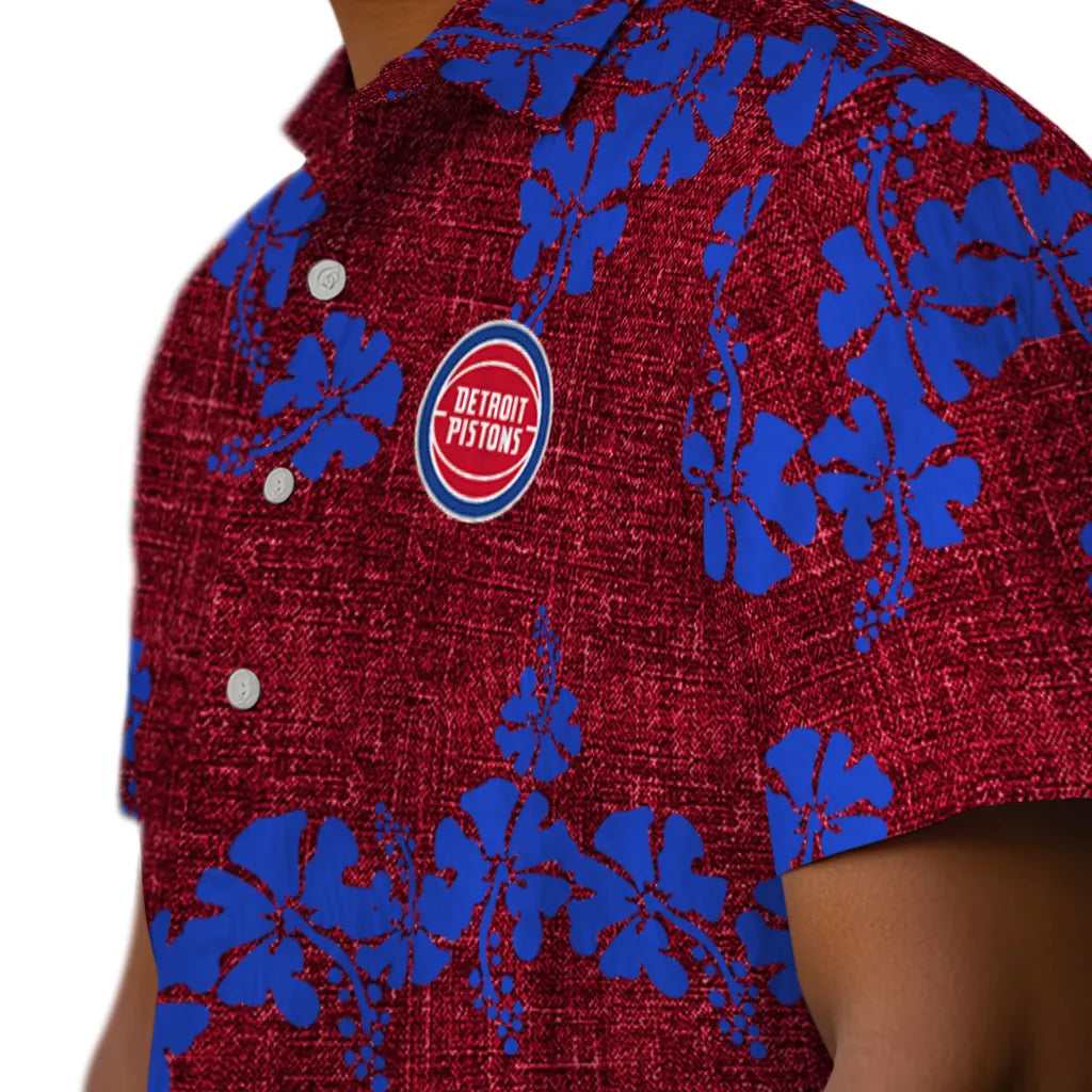 Detroit Pistons Hawaiian Shirt - 50th State Flower | Hula Hawaiian Shirts