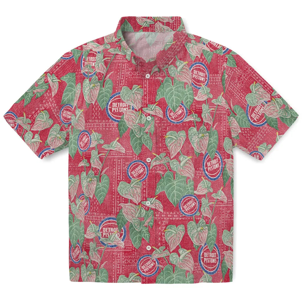 Detroit Pistons Hawaiian Shirt - Anthurium Overlay | Hula Hawaiian Shirts