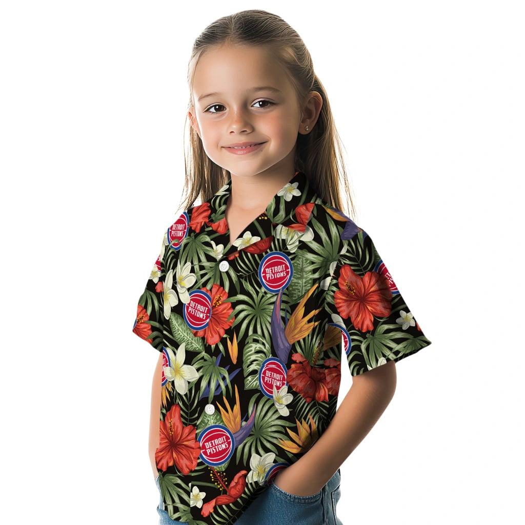Detroit Pistons Hawaiian Shirt - Hawaii Floral Hibiscus | Hula Hawaiian Shirts