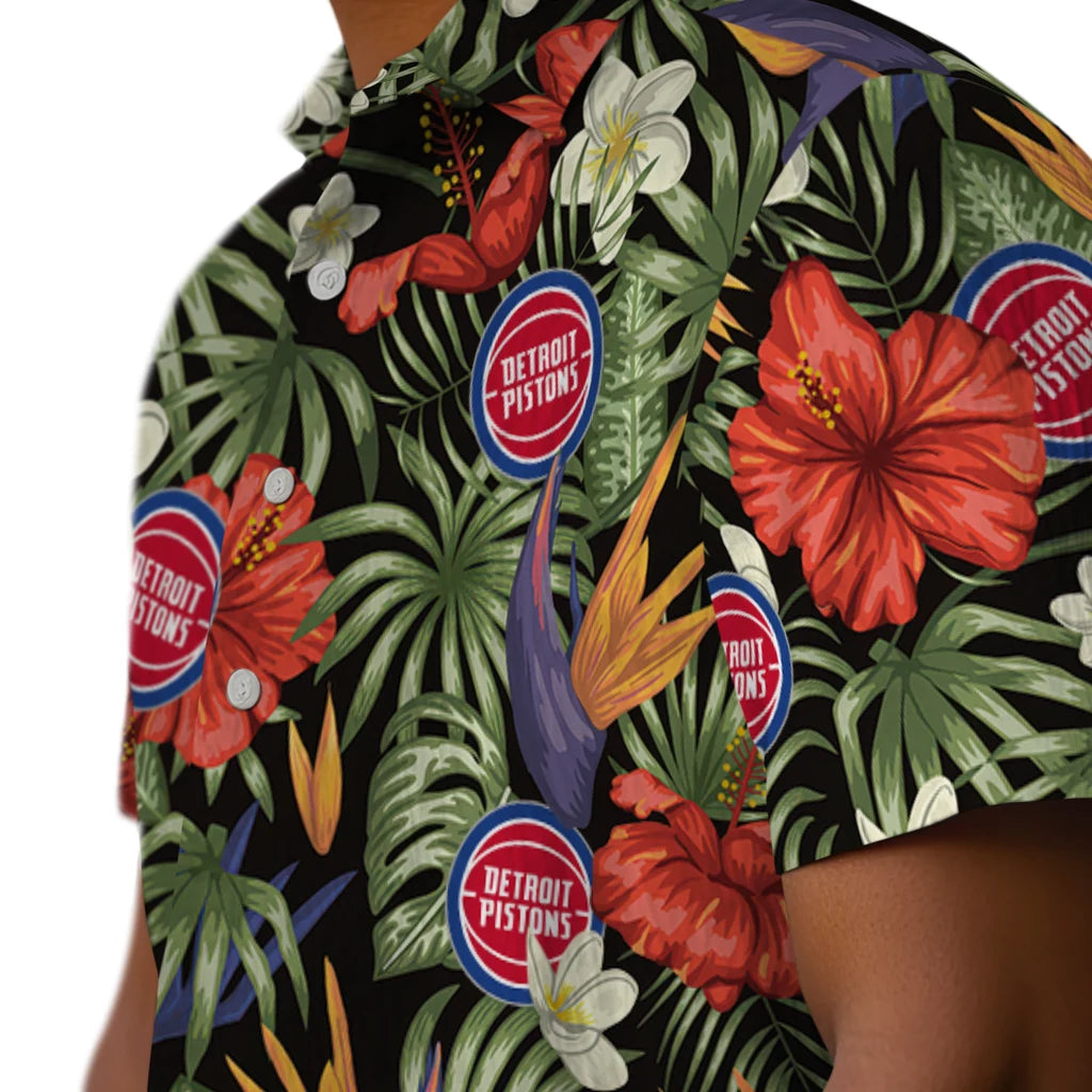 Detroit Pistons Hawaiian Shirt - Hawaii Floral Hibiscus | Hula Hawaiian Shirts
