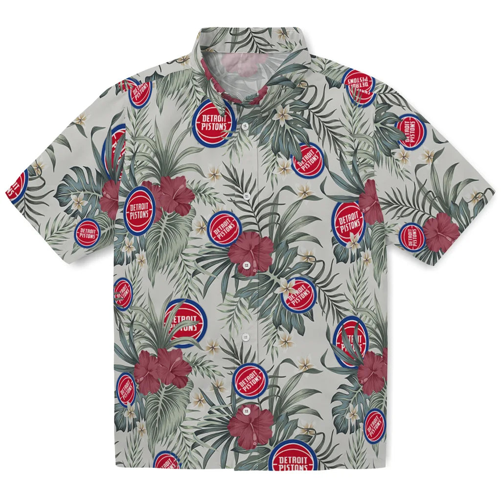 Detroit Pistons Hawaiian Shirt - Hibiscus Designs | Hula Hawaiian Shirts