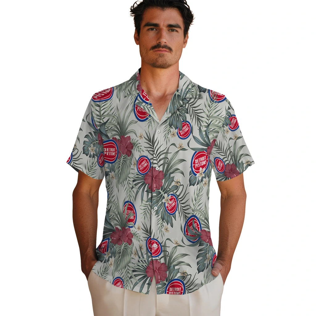 Detroit Pistons Hawaiian Shirt - Hibiscus Designs | Hula Hawaiian Shirts