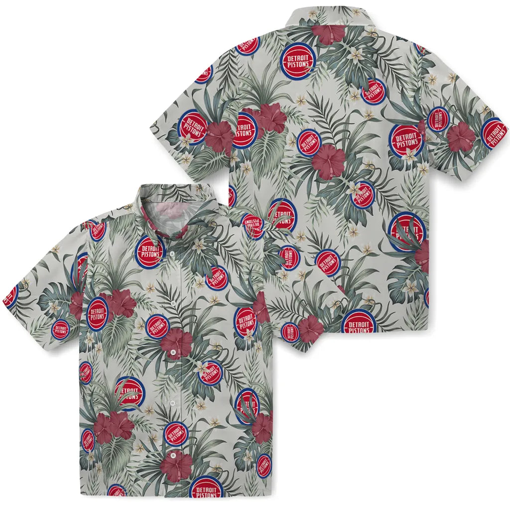 Detroit Pistons Hawaiian Shirt - Hibiscus Designs | Hula Hawaiian Shirts