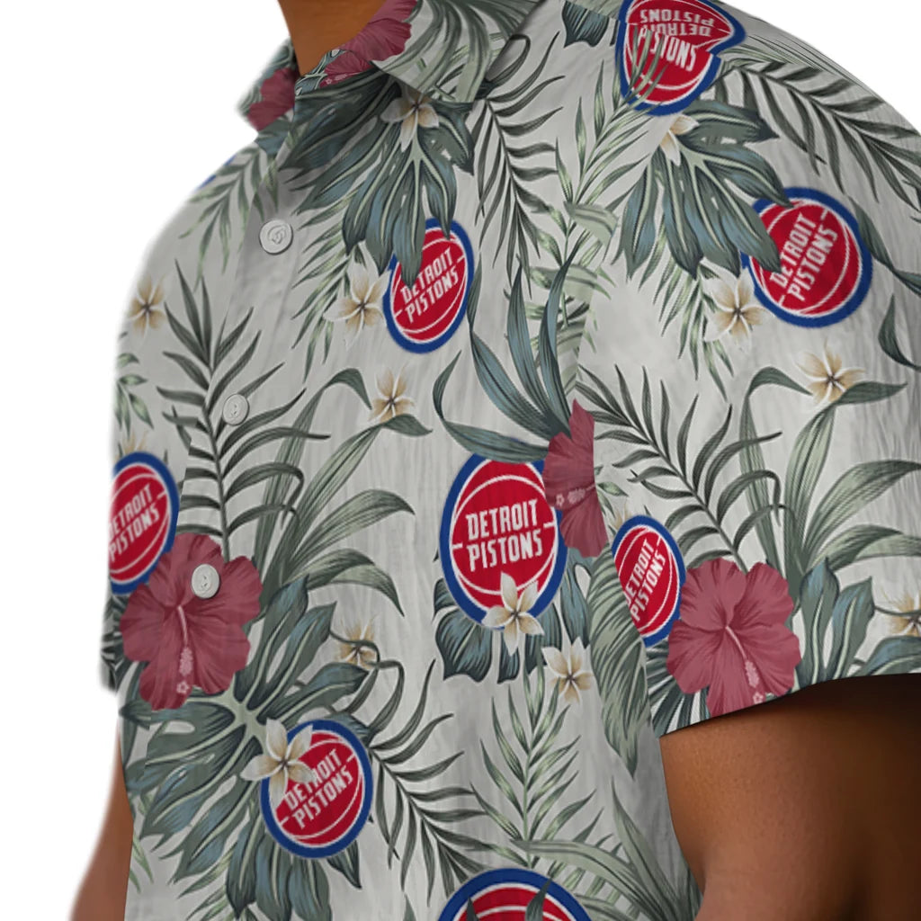 Detroit Pistons Hawaiian Shirt - Hibiscus Designs | Hula Hawaiian Shirts