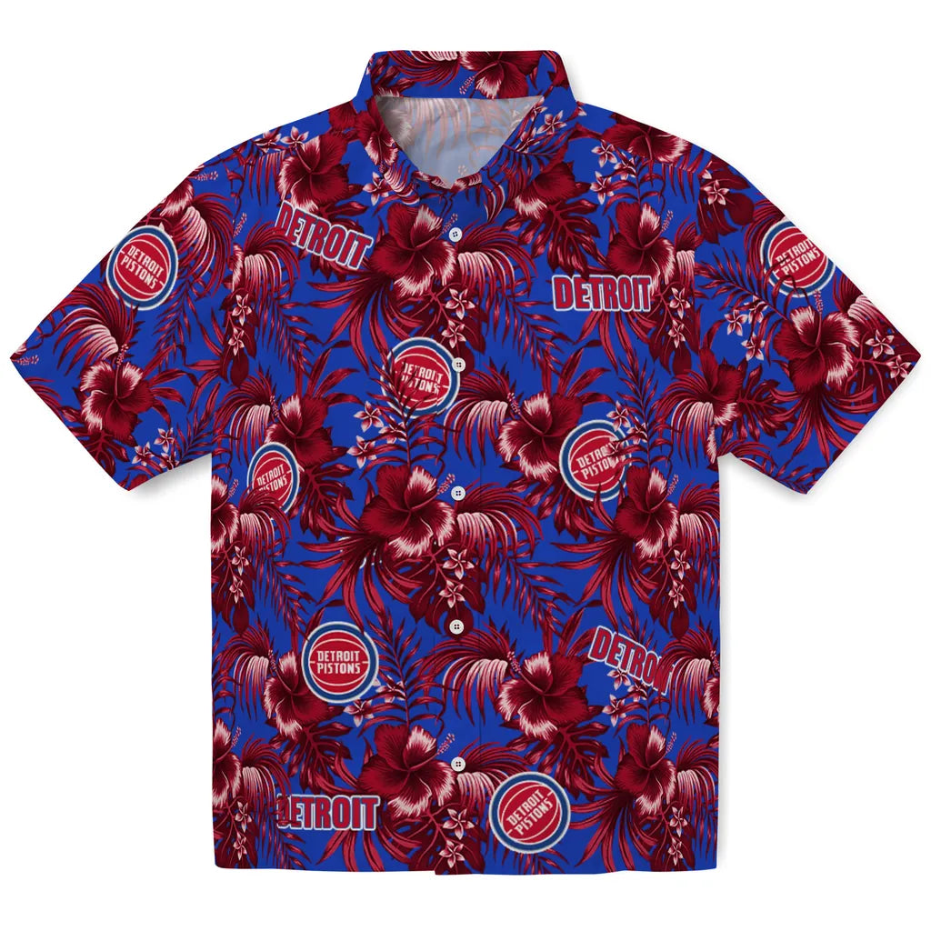 Detroit Pistons Hawaiian Shirt - Hibiscus Exotic | Hula Hawaiian Shirts