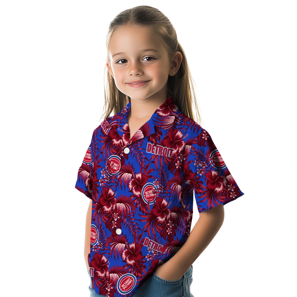 Detroit Pistons Hawaiian Shirt - Hibiscus Exotic | Hula Hawaiian Shirts