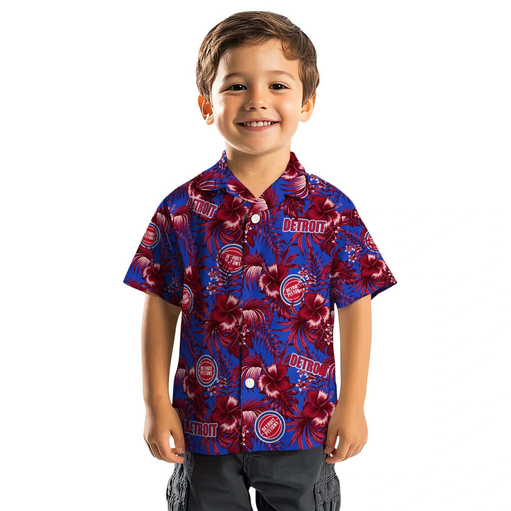 Detroit Pistons Hawaiian Shirt - Hibiscus Exotic | Hula Hawaiian Shirts