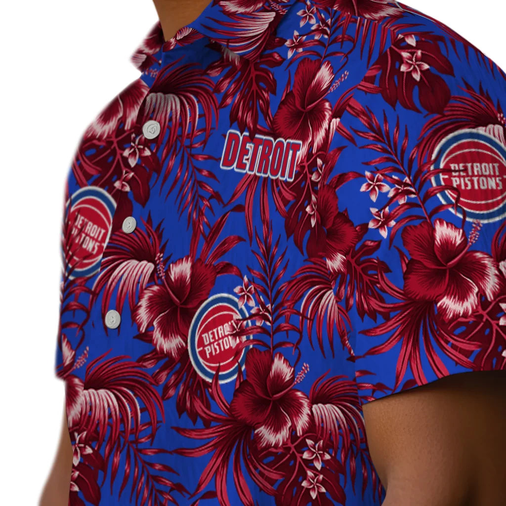 Detroit Pistons Hawaiian Shirt - Hibiscus Exotic | Hula Hawaiian Shirts
