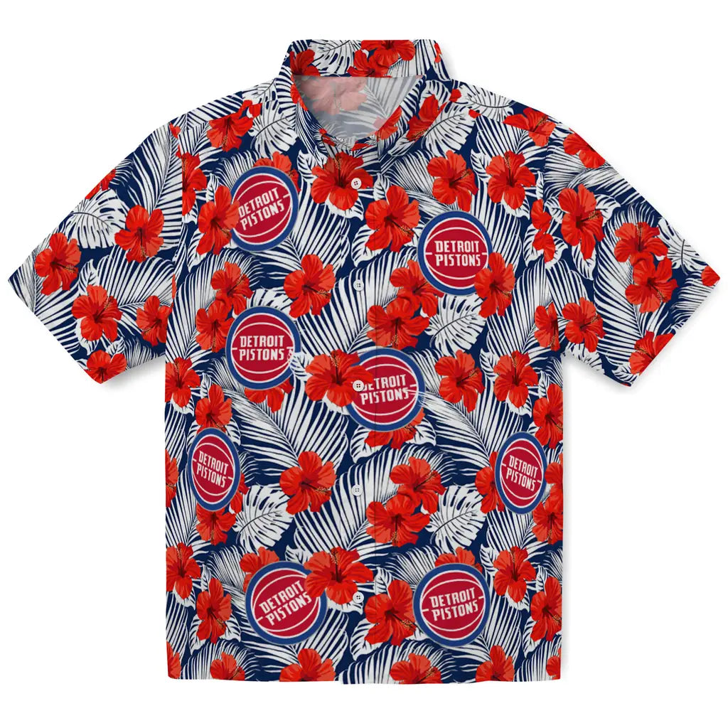 Detroit Pistons Hawaiian Shirt - Hibiscus Fiesta | Hula Hawaiian Shirts