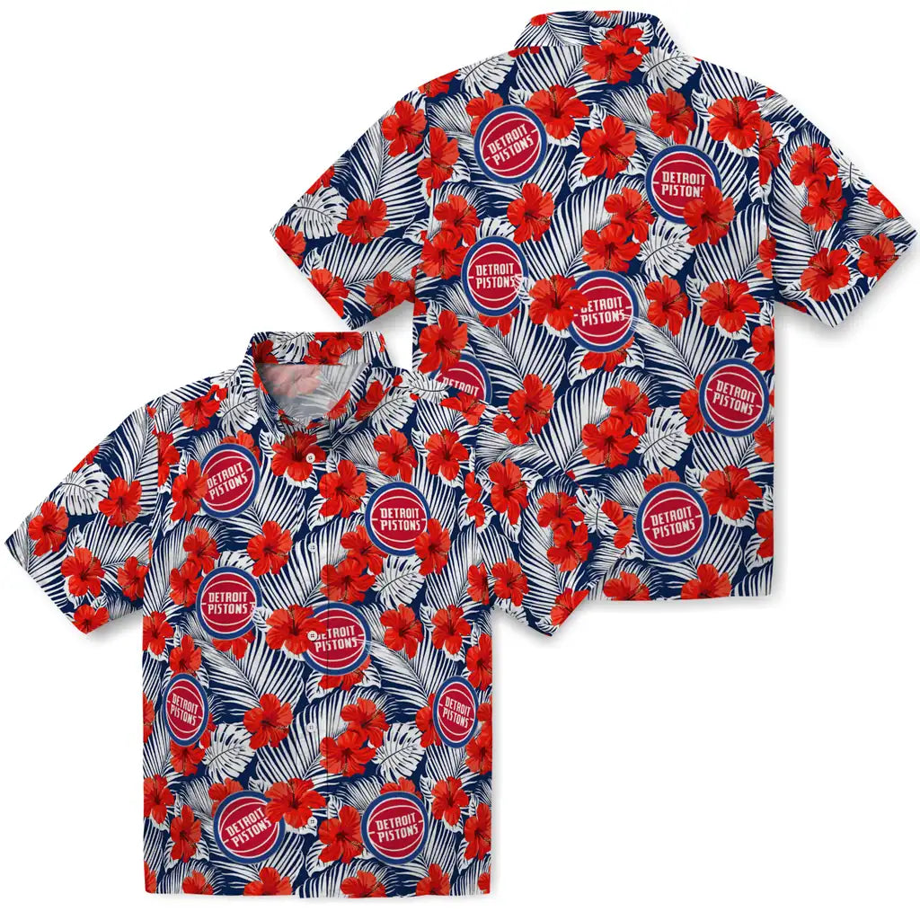 Detroit Pistons Hawaiian Shirt - Hibiscus Fiesta | Hula Hawaiian Shirts