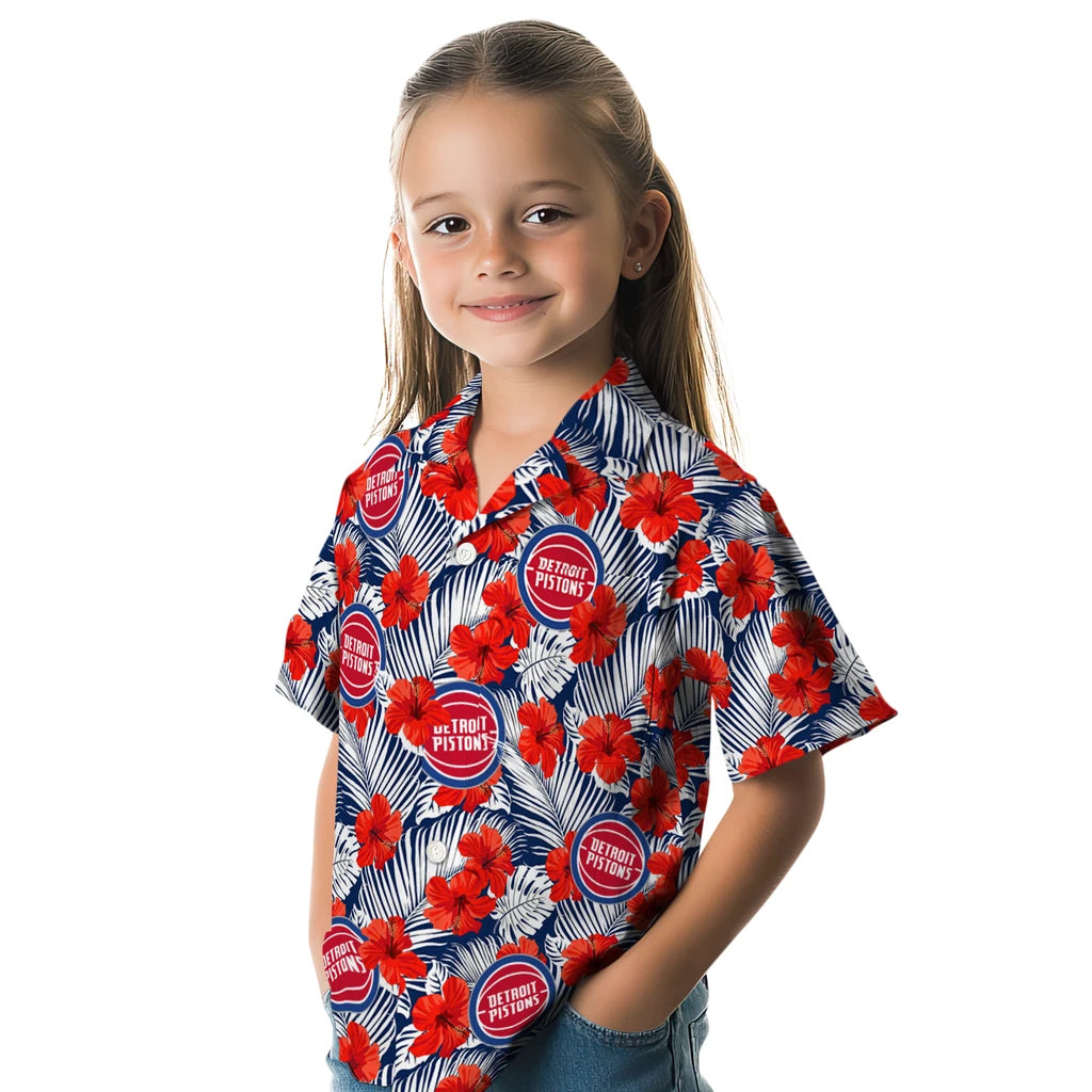 Detroit Pistons Hawaiian Shirt - Hibiscus Fiesta | Hula Hawaiian Shirts