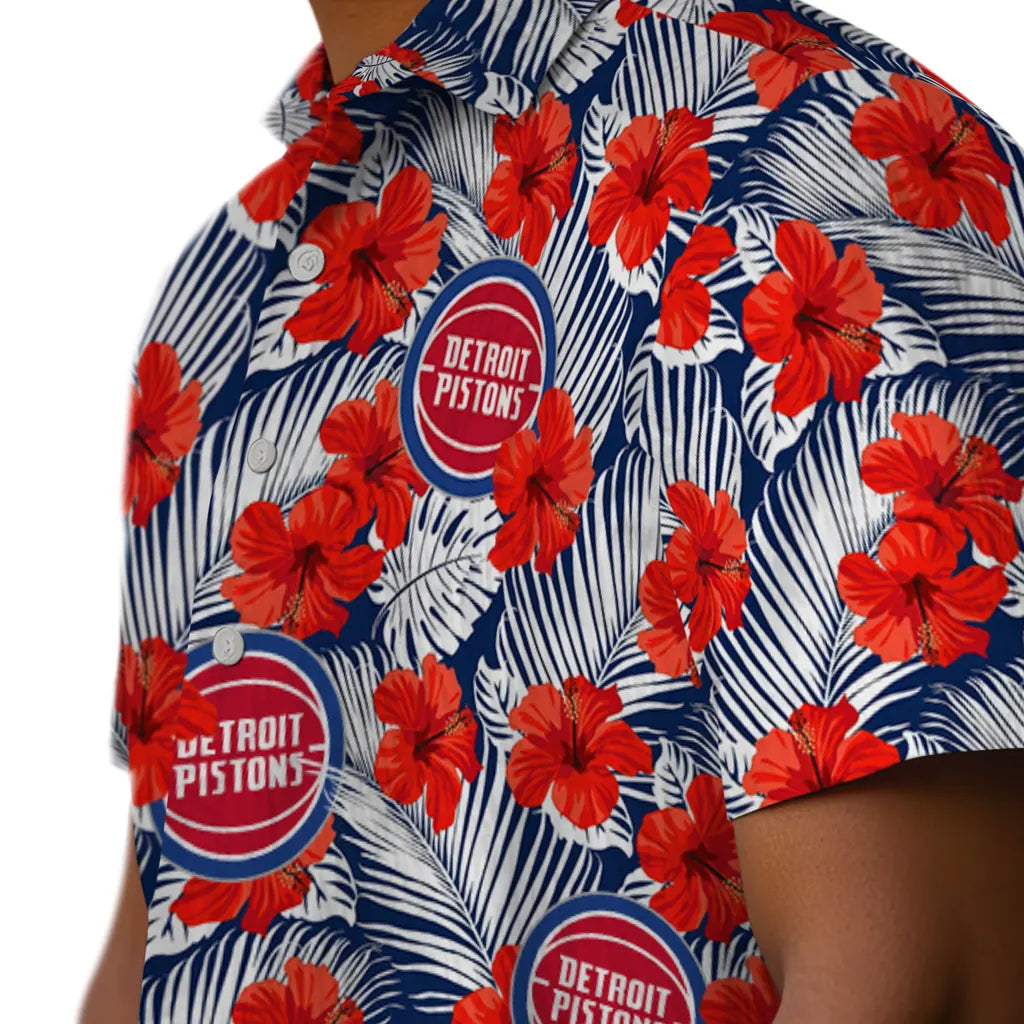 Detroit Pistons Hawaiian Shirt - Hibiscus Fiesta | Hula Hawaiian Shirts