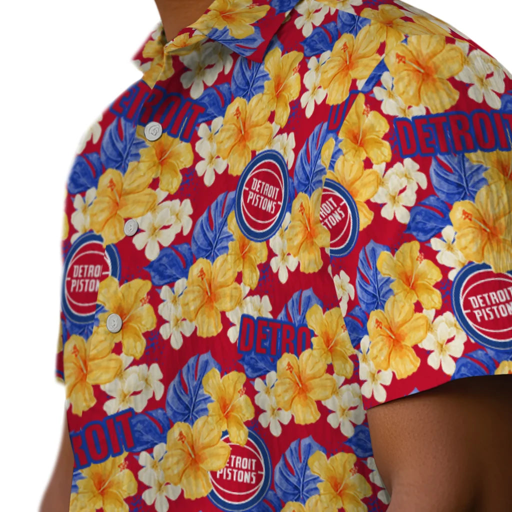 Detroit Pistons Hawaiian Shirt - Hibiscus Tropics | Hula Hawaiian Shirts