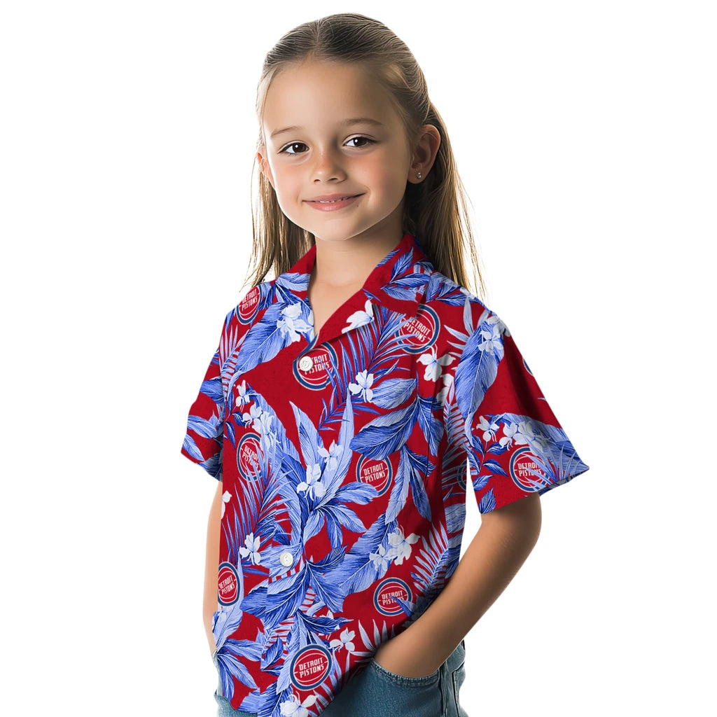 Detroit Pistons Hawaiian Shirt - Palm Leaves | Hula Hawaiian Shirts