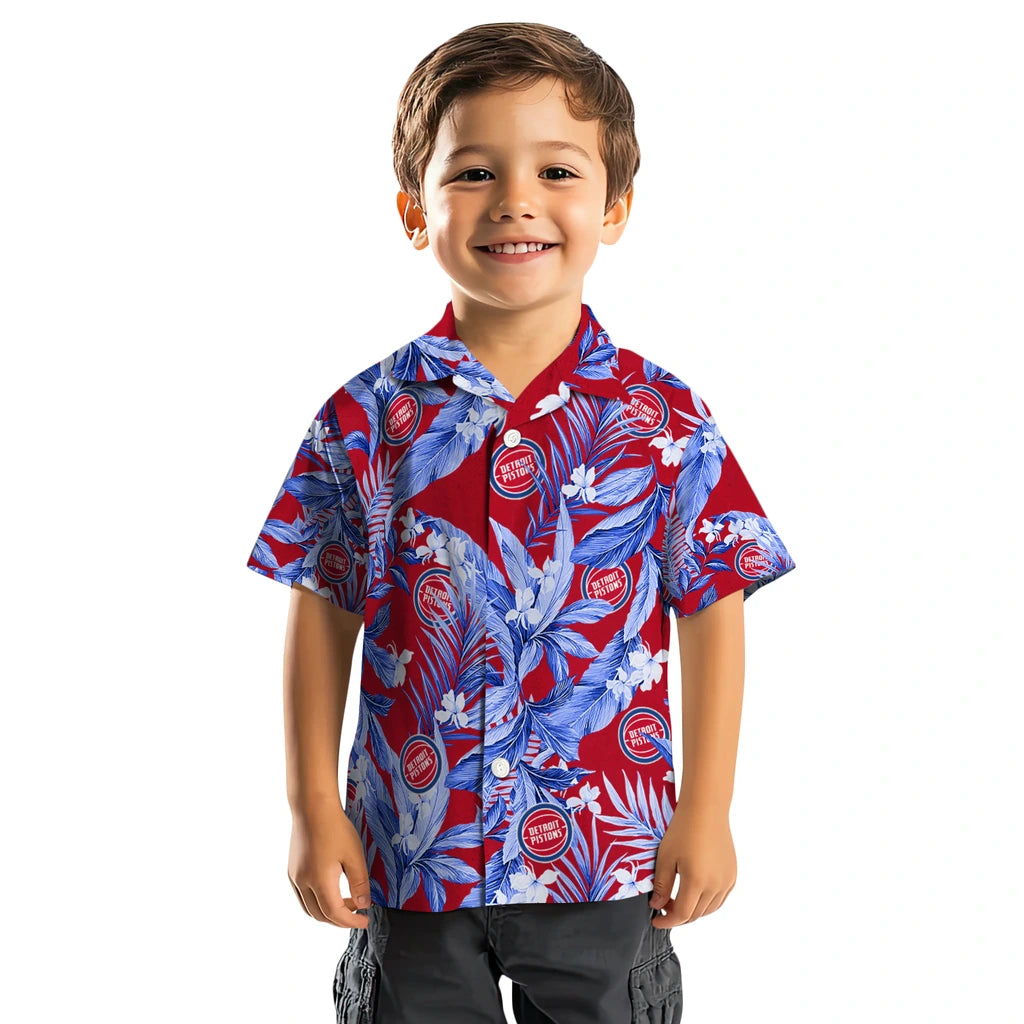 Detroit Pistons Hawaiian Shirt - Palm Leaves | Hula Hawaiian Shirts