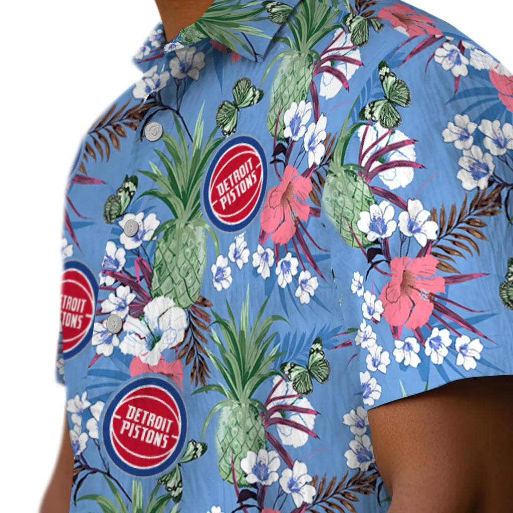 Detroit Pistons Hawaiian Shirt - Pineapple Bouquet | Hula Hawaiian Shirts