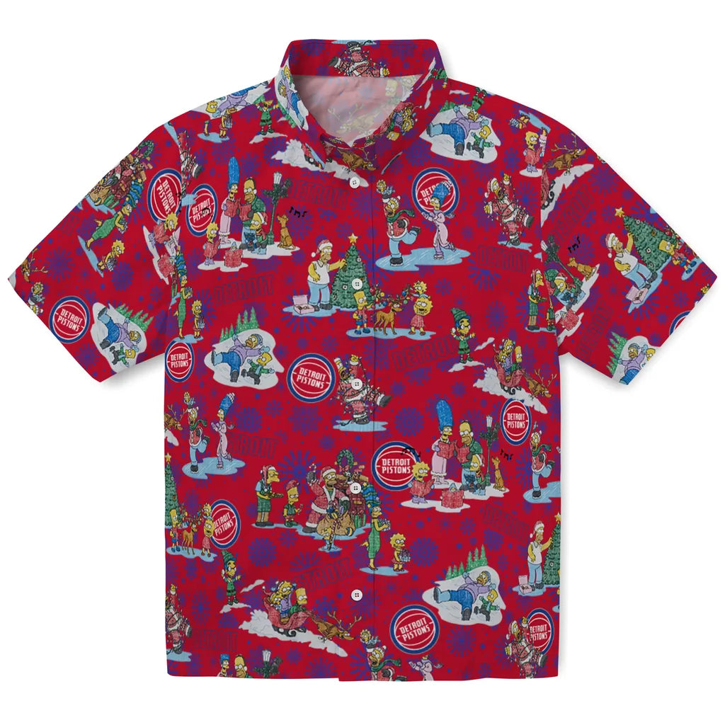 Detroit Pistons Hawaiian Shirt - Simpsons Christmas | Hula Hawaiian Shirts
