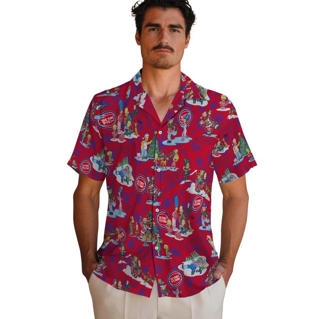 Detroit Pistons Hawaiian Shirt - Simpsons Christmas | Hula Hawaiian Shirts