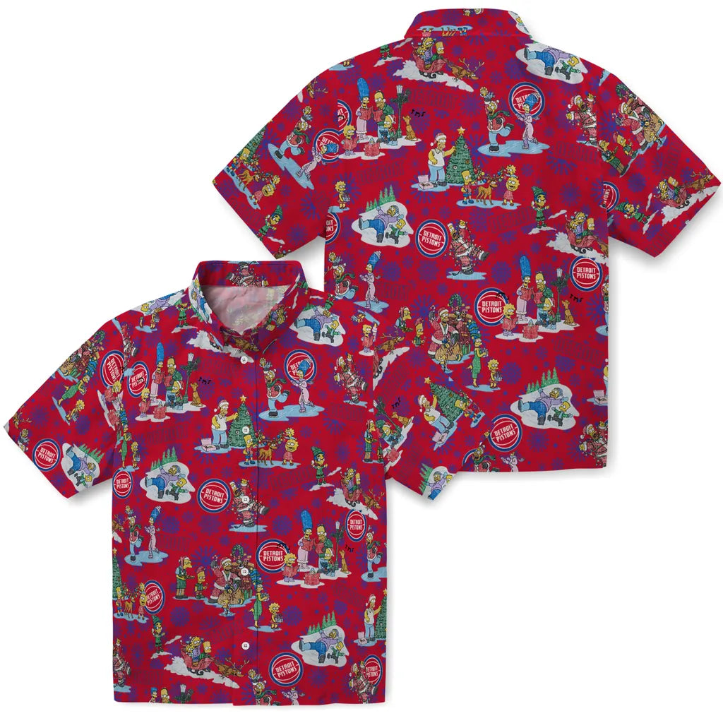 Detroit Pistons Hawaiian Shirt - Simpsons Christmas | Hula Hawaiian Shirts