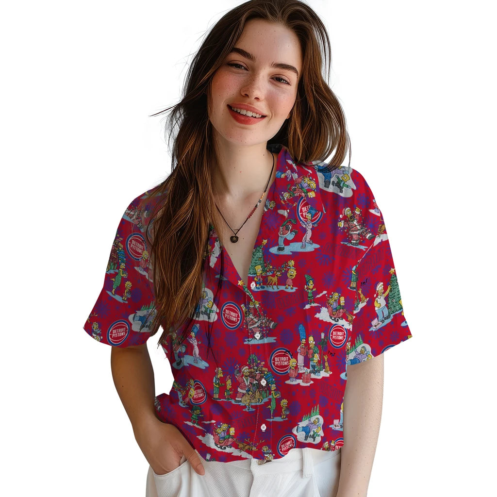 Detroit Pistons Hawaiian Shirt - Simpsons Christmas | Hula Hawaiian Shirts