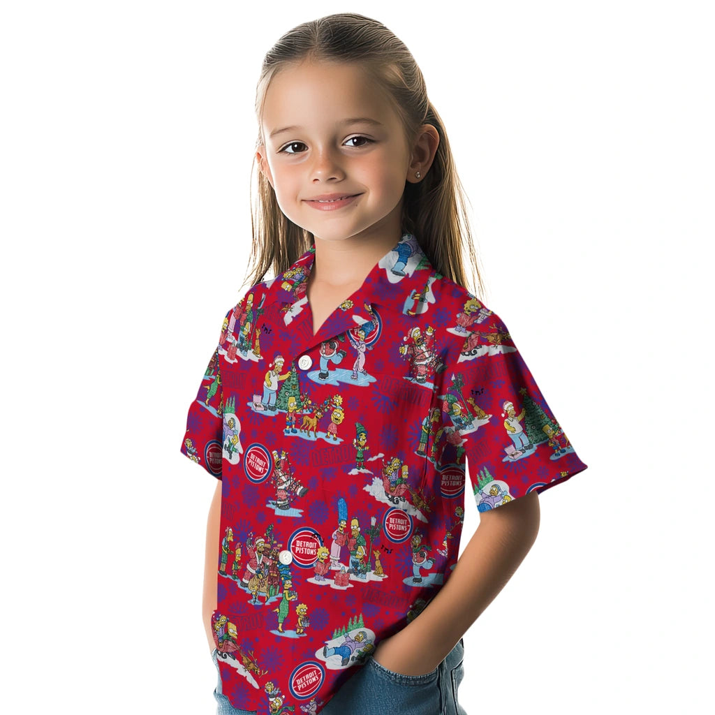 Detroit Pistons Hawaiian Shirt - Simpsons Christmas | Hula Hawaiian Shirts