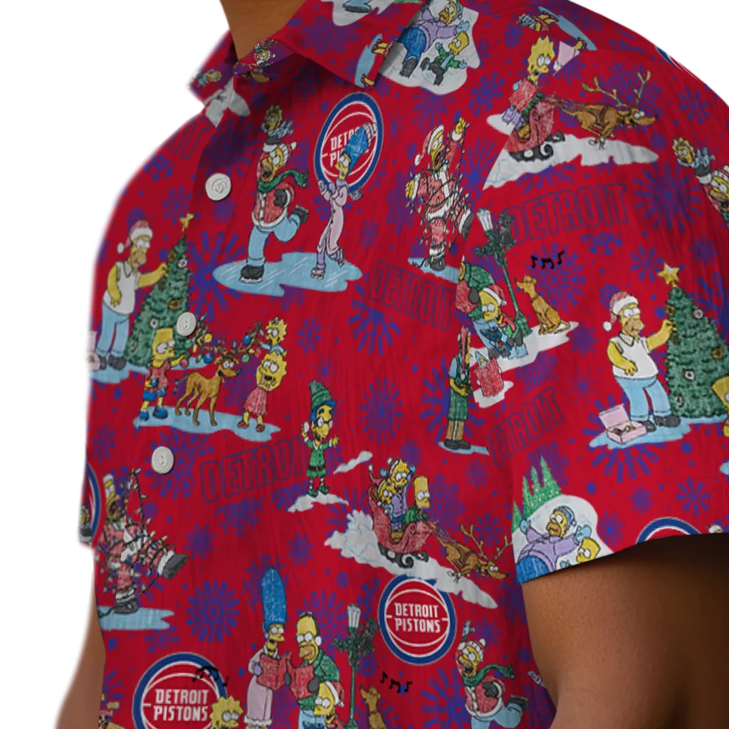 Detroit Pistons Hawaiian Shirt - Simpsons Christmas | Hula Hawaiian Shirts