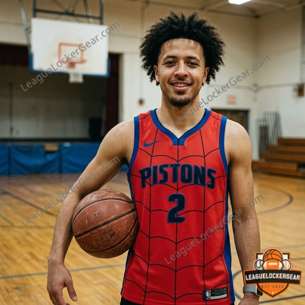 Detroit Pistons Spider-Man Cunningham Basketball Jersey - LeagueLockerGear