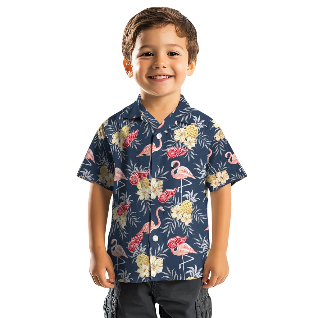Detroit Red Wings Hawaiian Shirt - Flamingo Hibiscus | Hula Hawaiian Shirts
