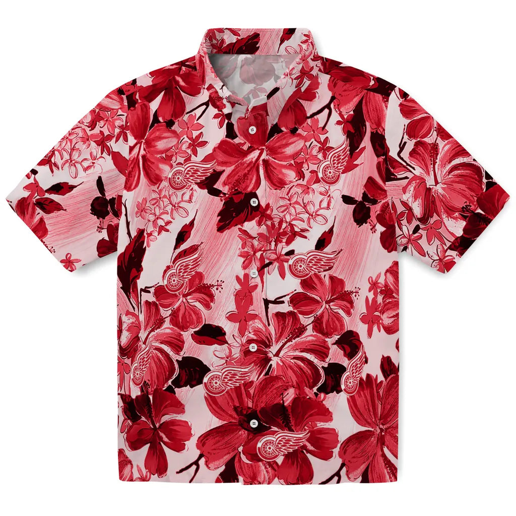Detroit Red Wings Hawaiian Shirt - Hibiscus Arrangement | Hula Hawaiian Shirts