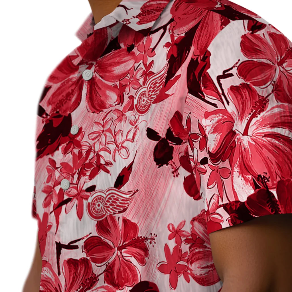 Detroit Red Wings Hawaiian Shirt - Hibiscus Arrangement | Hula Hawaiian Shirts