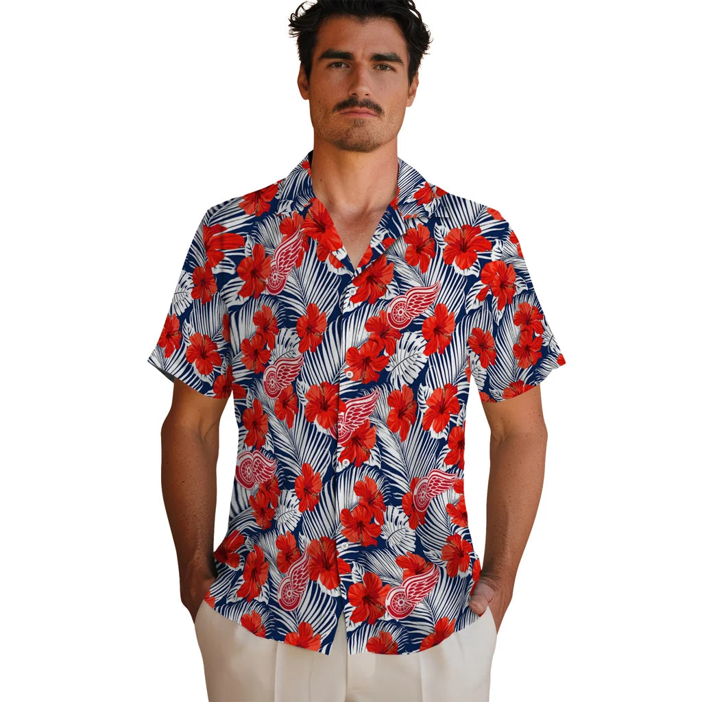 Detroit Red Wings Hawaiian Shirt - Hibiscus Fiesta | Hula Hawaiian Shirts
