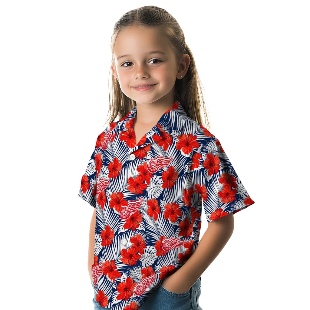 Detroit Red Wings Hawaiian Shirt - Hibiscus Fiesta | Hula Hawaiian Shirts