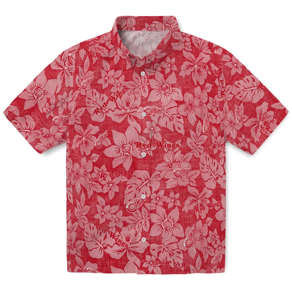 Detroit Red Wings Hawaiian Shirt - Hibiscus Oasis | Hula Hawaiian Shirts