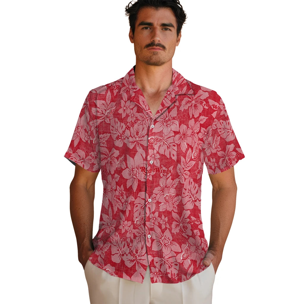 Detroit Red Wings Hawaiian Shirt - Hibiscus Oasis | Hula Hawaiian Shirts