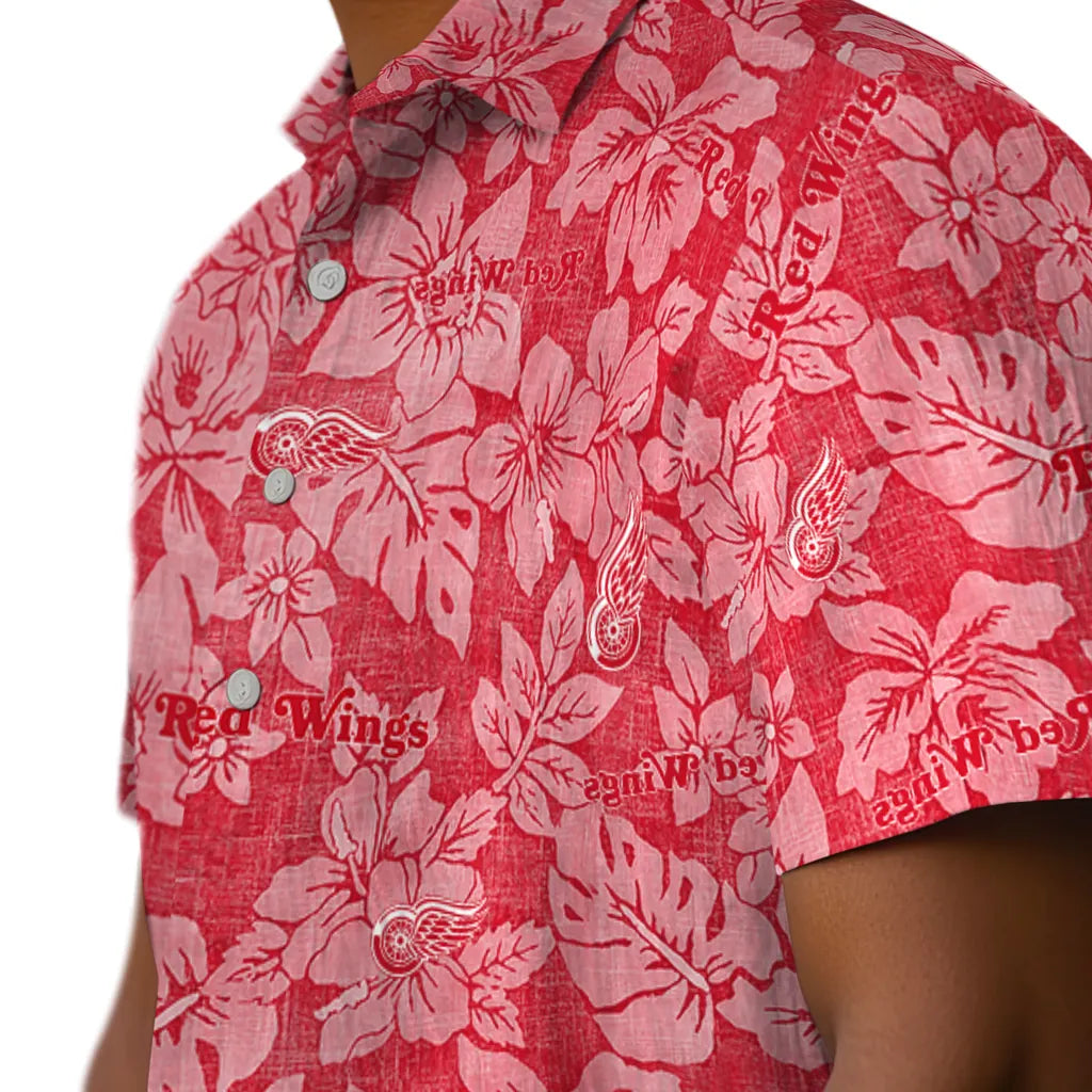 Detroit Red Wings Hawaiian Shirt - Hibiscus Oasis | Hula Hawaiian Shirts