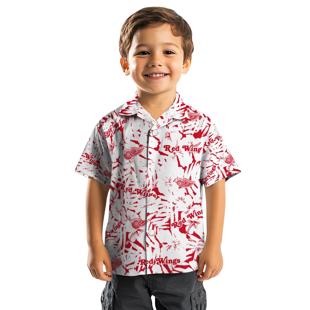 Detroit Red Wings Hawaiian Shirt - Hibiscus Overlay | Hula Hawaiian Shirts