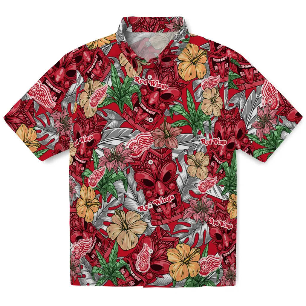 Detroit Red Wings Hawaiian Shirt - Hibiscus Tiki Jungle | Hula Hawaiian Shirts