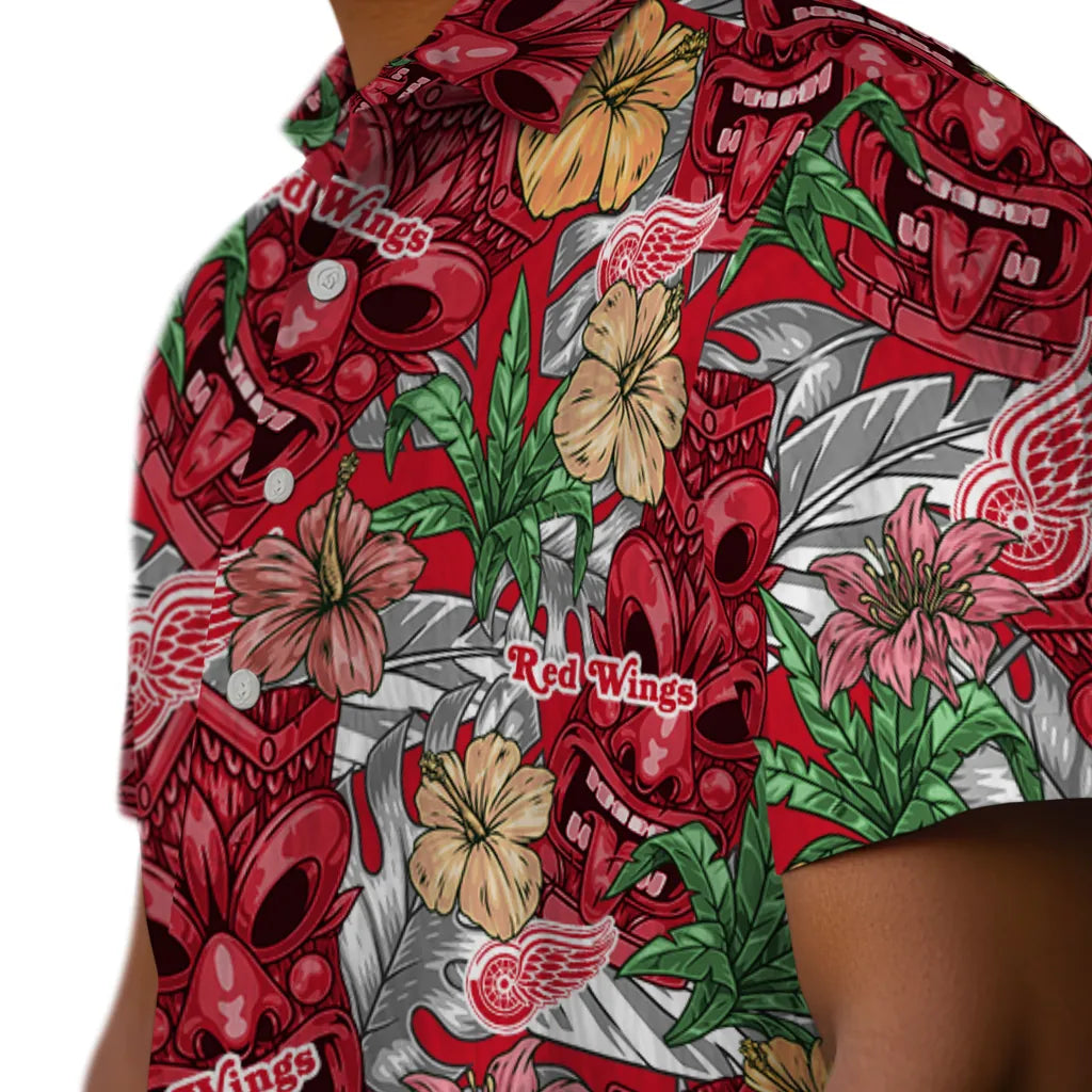Detroit Red Wings Hawaiian Shirt - Hibiscus Tiki Jungle | Hula Hawaiian Shirts